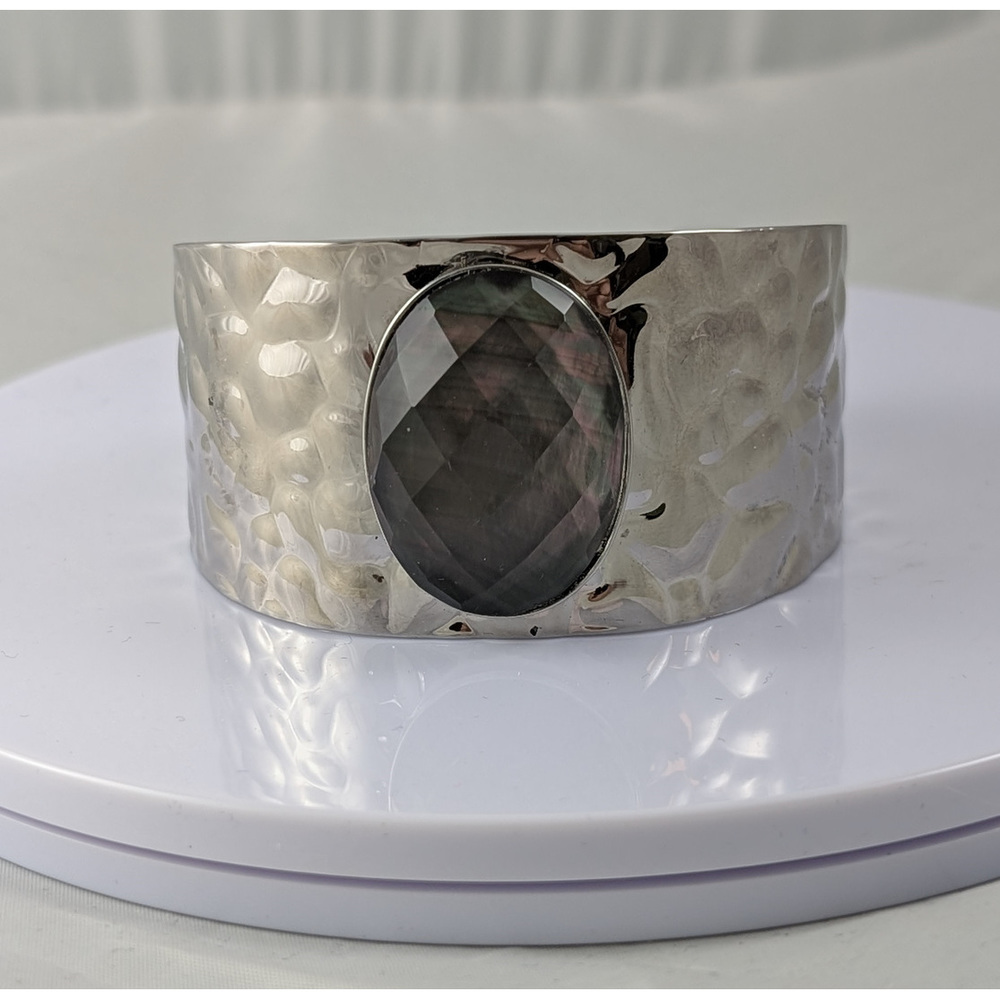 Honora Stainless Steel Cuff Bracelet Statement Iridescent Black